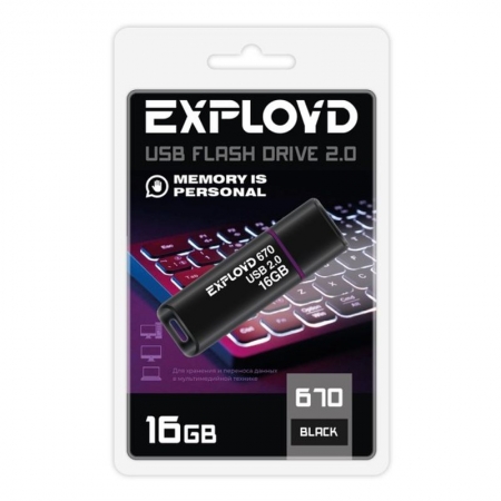 16Gb Exployd 670 Black USB 2.0 (EX-16GB-670-Black)