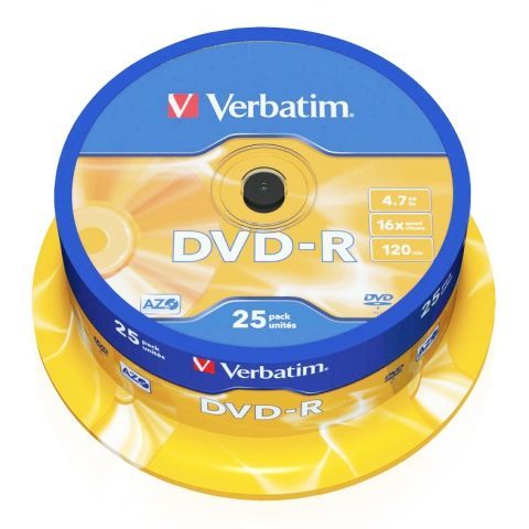  DVD-R Verbatim  4,7 Gb 16x, Cake Box, 25 (43522)