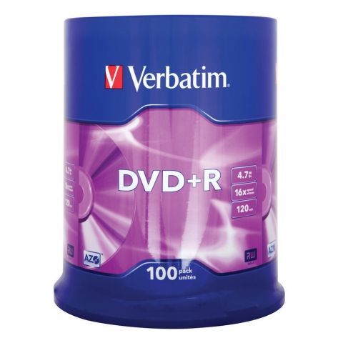  DVD+R Verbatim 4,7 Gb 16x, Cake Box, 100 (43551)