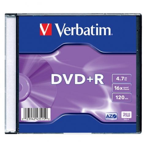  DVD+R Verbatim 4,7 Gb 16x, Slim Case (43515)
