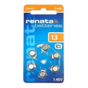 Батарейка Renata ZA13 для слуховых аппаратов, 6 шт, блистер