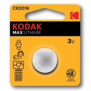 Батарейка CR2016 Kodak, 1 шт, блистер