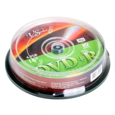  DVD+R VS 4,7 Gb 16x Printable, Cake Box, 10  (VSDVDPRIPCB1001)