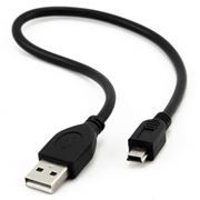 Кабель USB 2.0 Am=>mini B - 0.3 м, черный, Gembird (CCP-USB2-AM5P-1)