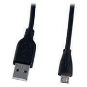 Кабель USB 2.0 Am=>micro B - 1.0 м, черный, Perfeo (U4001)