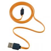 Кабель USB 2.0 Am=>Apple 8 pin Lightning, плоский, 1 м, оранжевый, Perfeo (I4404)