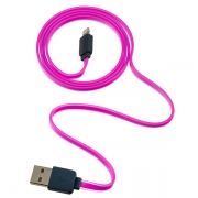 Кабель USB 2.0 Am=>Apple 8 pin Lightning, плоский, 1 м, розовый, Perfeo (I4405)