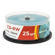 Диск CD-RW Mirex 700Mb 4x-12x, Cake Box, 25шт (UL121002A8M)