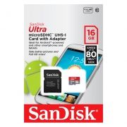   Micro SDHC 16Gb SanDisk Ultra Android Class 10 UHS-I, 80/ + 