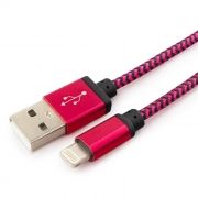 Кабель USB 2.0 Am=>Apple 8 pin Lightning, 1 м, нейлон, метал., фиолет., Cablexpert (CC-ApUSB2pe1m)