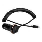 Зарядное автомобильное устройство Hoco Z14 3.4A USB + витой кабель microUSB, черное
