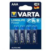 Батарейка AAA Varta LR03/4BL LONGLIFE Power, щелочная, 4 шт, в блистере (4903)