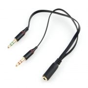 Адаптер аудио для гарнитуры 3.5 4-pin jack -> 2 x 3.5 plug, 0.2 м, Cablexpert (CCAB-02-35F2M-0.2MB)