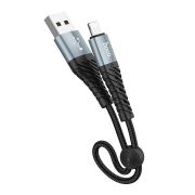 Кабель USB 2.0 Am=>Apple 8 pin Lightning, 0.25 м, ткан. оплетка, черный, Hoco X38