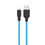 Кабель USB 2.0 Am=>Apple 8 pin Lightning, 1 м, силикон, голубой, Hoco X21 Plus