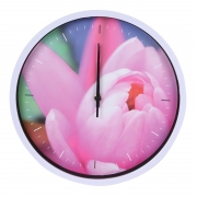 Настенные часы Perfeo PF-WC-003, круглые, диам. 30 см, белый корпус / тюльпаны циферблат (PF_C3064