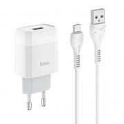 Зарядное устройство Hoco C72A 2.1А USB + кабель Micro USB, белое