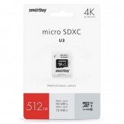   Micro SDXC 512Gb Smartbuy Pro Class 10 U3, 90/70 / +  SD SB512GBSDCL10U3-01