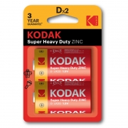Батарейка D Kodak Super Heavy Duty R20/2BL, 2шт, блистер (KDHZ-2)