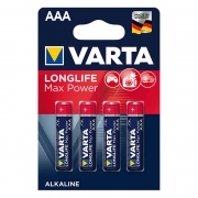 Батарейка AAA Varta LR03/4BL LONGLIFE Max Power, щелочная, 4 шт, в блистере (4703)
