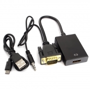 Адаптер VGA (M) + аудио -> HDMI (F), 0.15 м, питание от USB, Cablexpert (A-VGA-HDMI-01)