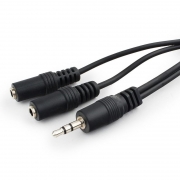 Адаптер аудио разветвитель 3.5 stereo plug -> 2x3.5 stereo jack, 5 м, черный, Cablexpert (CCA-415)