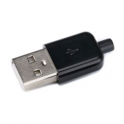 Штекер USB 2.0 Type A, под пайку на кабель, черный, Premier (1-800)