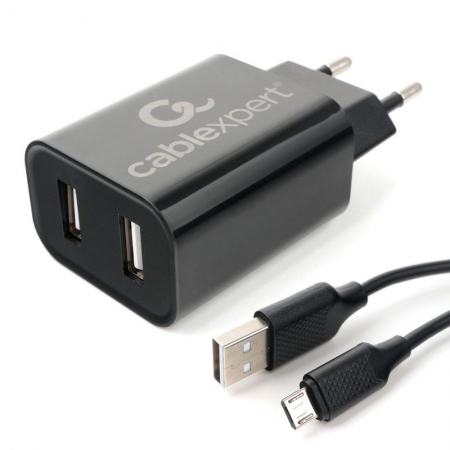   Cablexpert MP3A-PC-35 110/220V->5V, 2.4A 2xUSB +  Micro USB, 