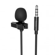 Микрофон Hoco L14 Lavalier, петличный, черный, кабель 3.5 мм 4-pin