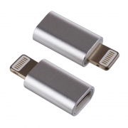 Адаптер USB 2.0 micro Bf - Apple Lightning 8 pin (m), серебристый, Perfeo (I4313)