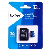 Карта памяти Micro SDHC 32Gb Netac P500 Class 10 UHS-I U1 80 Мб/c + адаптер SD (NT02P500STN-032G-R)
