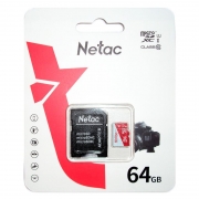 Карта памяти Micro SDXC 64Gb Netac P500 Eco Class 10 UHS-I + адаптер SD (NT02P500ECO-064G-R)