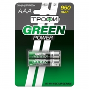Аккумулятор AAA Трофи Green Power HR03-2BL 950мА/ч Ni-Mh, 2шт, блистер