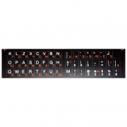 Наклейка на клавиатуру, флуоресцентные буквы, русские оранжевые, латинские белые на черной подложке