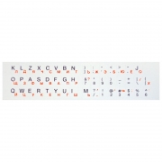 Наклейка на клавиатуру, флуоресцентные буквы, русские оранжевые, латинские черные на белой подложке