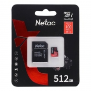   Micro SDXC 512Gb Netac P500 Extreme Pro U1 V30 A1 100 /c +  SD