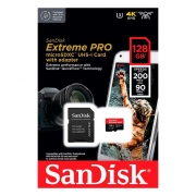 Карта памяти Micro SDXC 128Gb SanDisk Extreme Pro U3 V30 A2 200/90Мб/с + адаптер SD