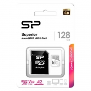 Карта памяти Micro SDXC 128Gb Silicon Power Superior U3 V30 A2 + адаптер SD (SP128GBSTXDA2V20SP)