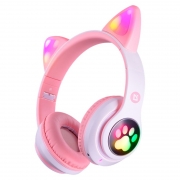 Гарнитура Bluetooth Defender B585 FreeMotion с кошачьими ушками, MP3, FM, подсветка, розовая (63585)