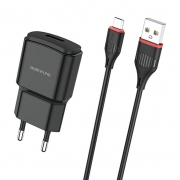 Зарядное устройство Borofone BA48A, 2.1А USB + кабель Micro USB, черное