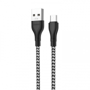 Кабель USB 2.0 Am=>micro B - 1.0 м, нейлон, черный/белый, Borofone BX39