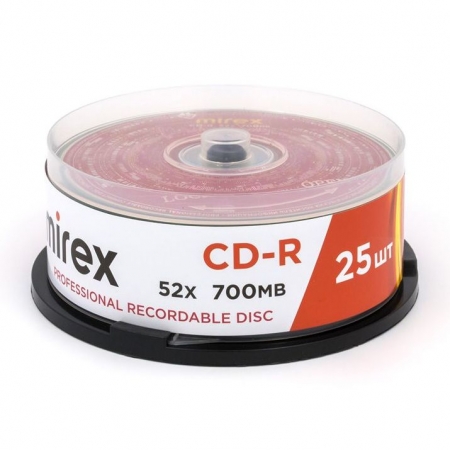 Диск CD-R Mirex 700Mb 52x, Cake Box, 25шт (UL120052A8M)