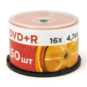 Диск DVD+R Mirex 4,7 Gb 16x, Cake Box, 50шт (UL130013A1B)