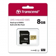   Micro SDHC 8Gb Transcend 500S Class 10 U1 MLC +  SD (TS8GUSD500S)