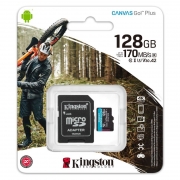   Micro SDXC 128Gb Kingston Canvas Go Plus U3 V30 A2, 170/90 / +  SD