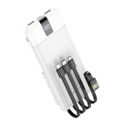 Зарядное устройство Borofone BJ20, 10000 мА/ч, 2A Lightning/Micro-USB/Type-C/USB, дисплей, белое