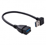 Адаптер USB 3.0 Am - Af, 0.15 м, вертикальный левый угол, черный, KS-is KS-401O