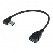 Адаптер USB 3.0 Am - Af, 0.15 м, горизонтальный левый угол, черный, KS-is KS-402O