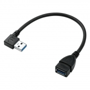 Адаптер USB 3.0 Am - Af, 0.15 м, горизонтальный правый угол, черный, KS-is KS-402
