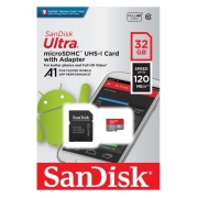   Micro SDHC 32Gb SanDisk Ultra U1 A1, 120 / +  SD (SDSQUA4-032G-GN6MA)